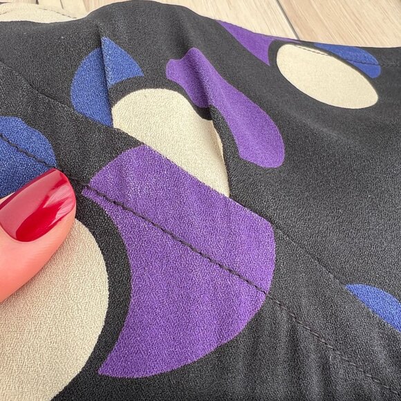 Marc by Marc Jacobs Black & Purple Polka Dot Silk Mini Dress Size 4 /Maximalism - Picture 9 of 16